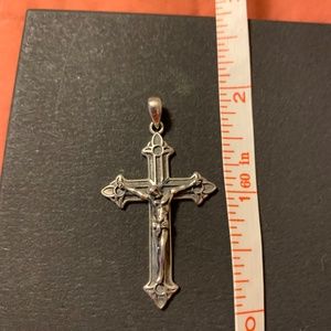 Crucifix Pendant Sterling Silver Large